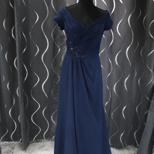 Christina Wu 17826 Navy Off-Shoulder Bridesdmaid Gown